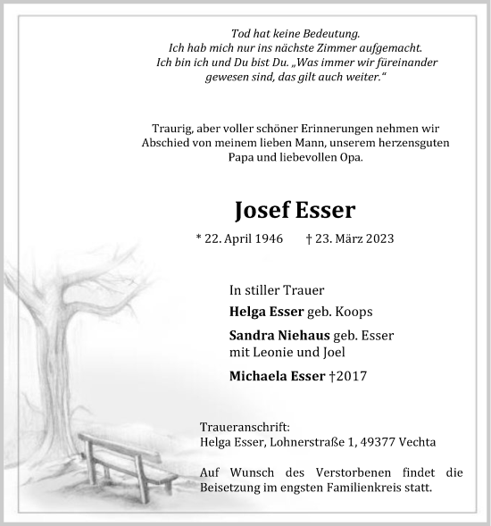 Anzeige von Josef Esser von OM-Medien