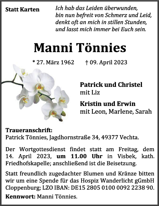 Anzeige von Manni Tönnies von OM-Medien