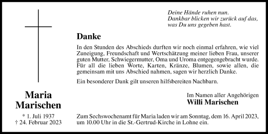 Anzeige von Maria Marischen von OM-Medien