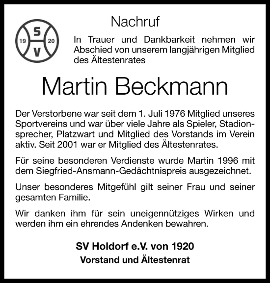 Anzeige von Martin Beckmann von OM-Medien