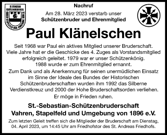 Anzeige von Paul Klänelschen von OM-Medien