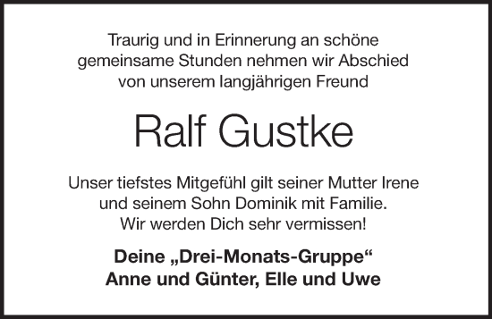 Anzeige von Ralf Gustke von OM-Medien