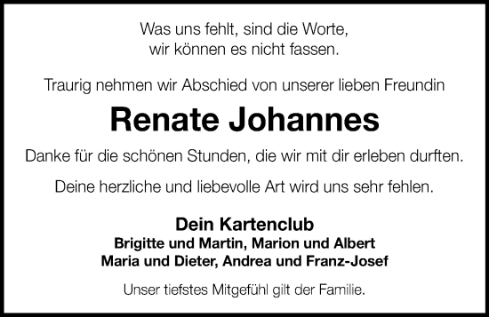 Anzeige von Renate Johannes von OM-Medien