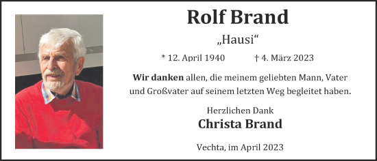 Anzeige von Rolf Brand von OM-Medien