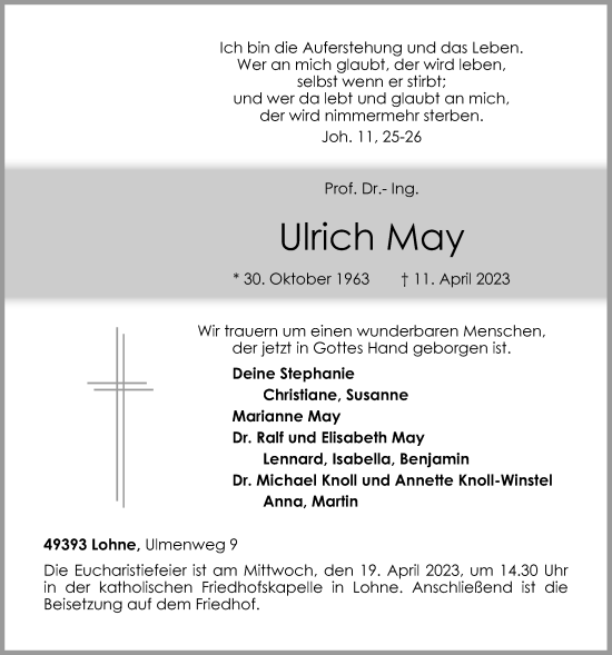 Anzeige von Ulrich May von OM-Medien