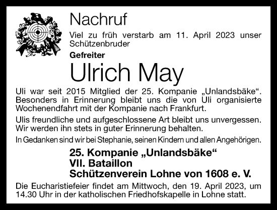 Anzeige von Ulrich May von OM-Medien