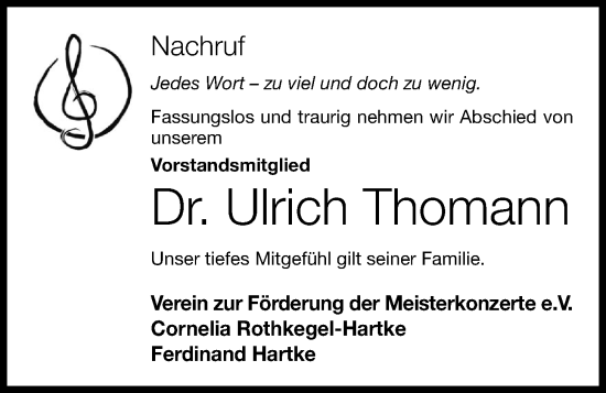 Anzeige von Ulrich Thomann von OM-Medien