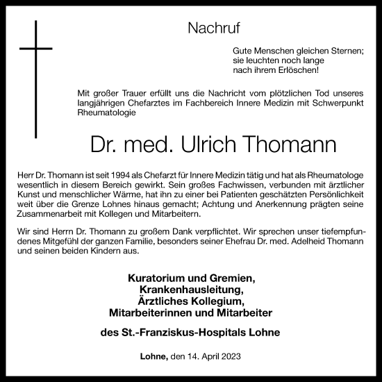 Anzeige von Ulrich Thomann von OM-Medien