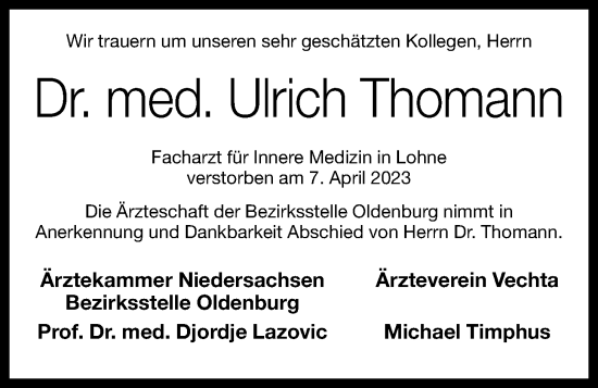 Anzeige von Ulrich Thomann von OM-Medien