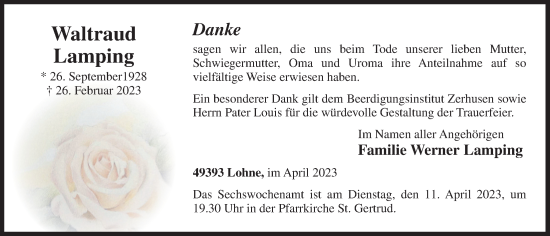 Anzeige von Waltraud Lamping von OM-Medien