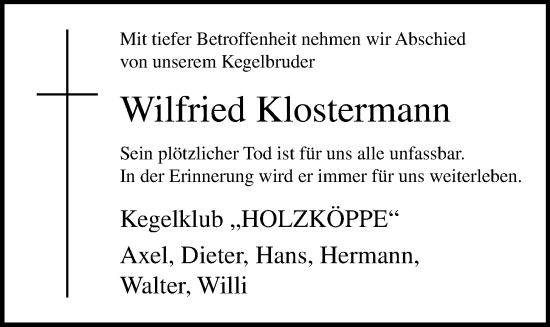Anzeige von Wilfried Klostermann von OM-Medien
