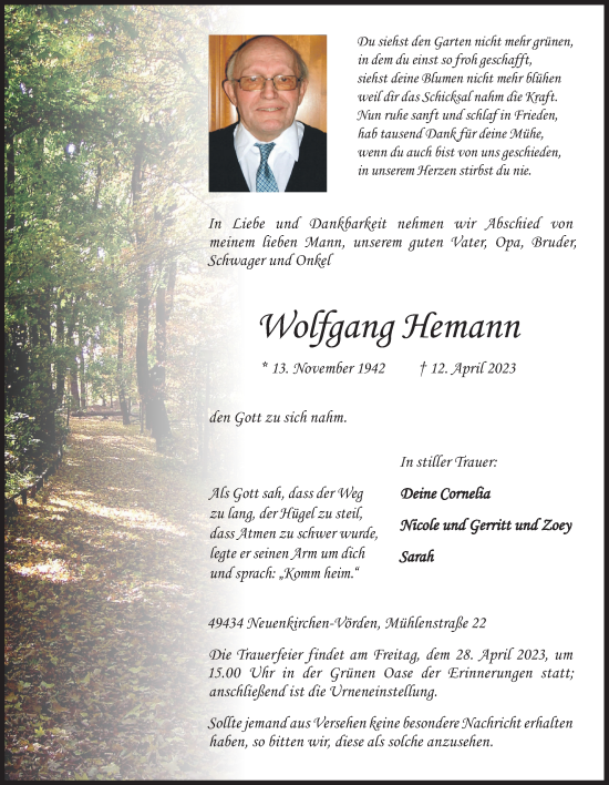 Anzeige von Wolfgang Hemann von OM-Medien