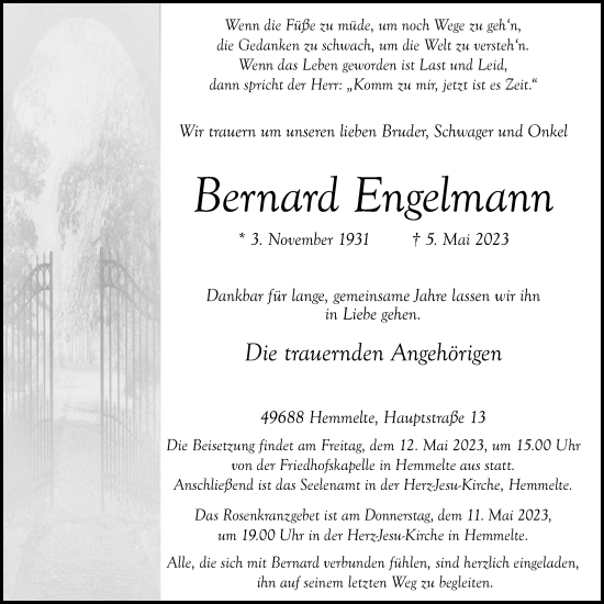 Anzeige von Bernard Engelmann von OM-Medien