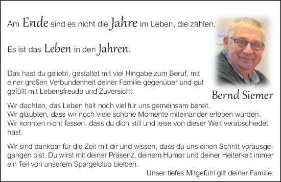 Anzeige von Bernd Siemer von OM-Medien