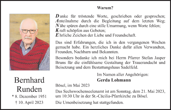 Anzeige von Bernhard Runden von OM-Medien