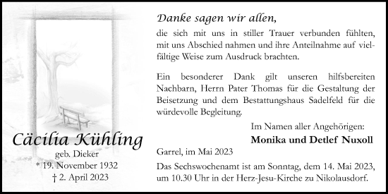 Anzeige von Cäcilia Kühling von OM-Medien