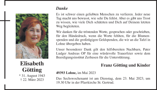 Anzeige von Elisabeth Götting von OM-Medien