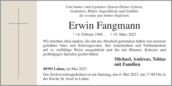 Anzeige von Erwin Fangmann von OM-Medien