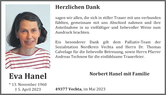 Anzeige von Eva Hanel von OM-Medien