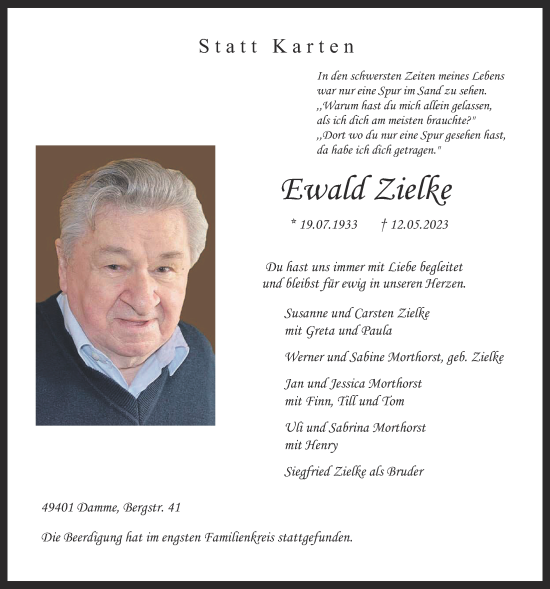 Anzeige von Ewald Zielke von OM-Medien