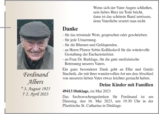 Anzeige von Ferdinand Albers von OM-Medien
