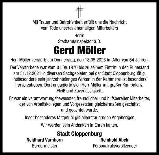 Anzeige von Gerd Möller von OM-Medien