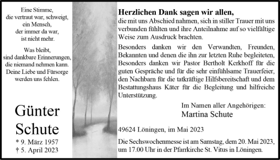 Anzeige von Günter Schute von OM-Medien