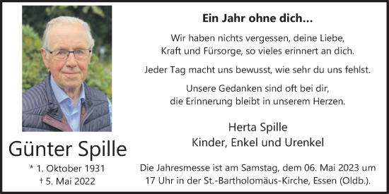 Anzeige von Günter Spille von OM-Medien