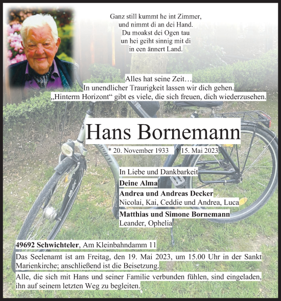Anzeige von Hans Bornemann von OM-Medien