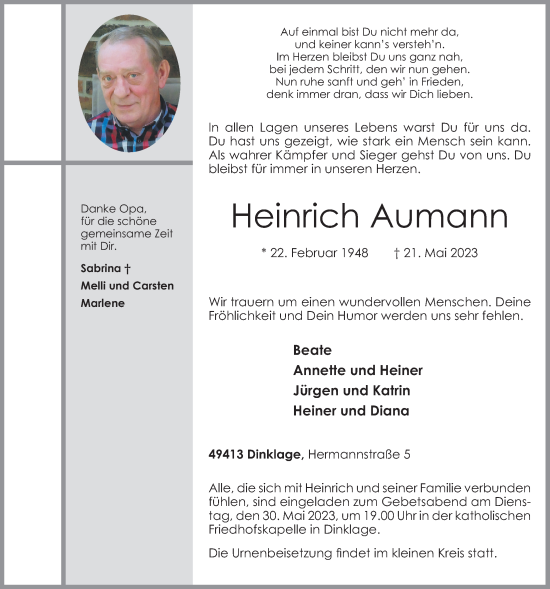 Anzeige von Heinrich Aumann von OM-Medien