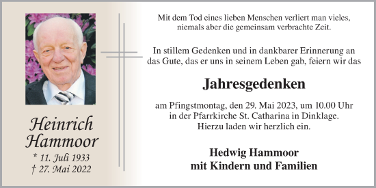 Anzeige von Heinrich Hammoor von OM-Medien