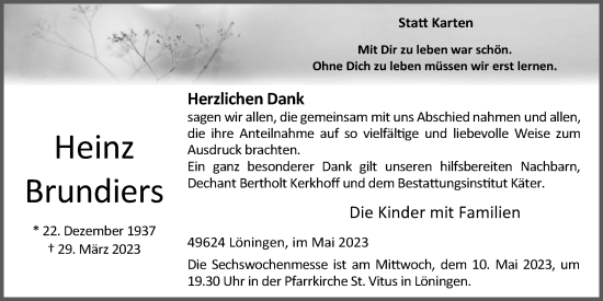 Anzeige von Heinz Brundiers von OM-Medien