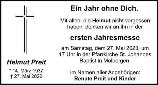 Anzeige von Helmut Preit von OM-Medien
