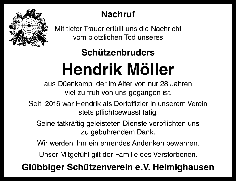  Traueranzeige für Hendrik Möller vom 25.05.2023 aus OM-Medien