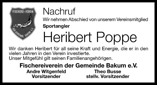 Anzeige von Heribert Poppe von OM-Medien