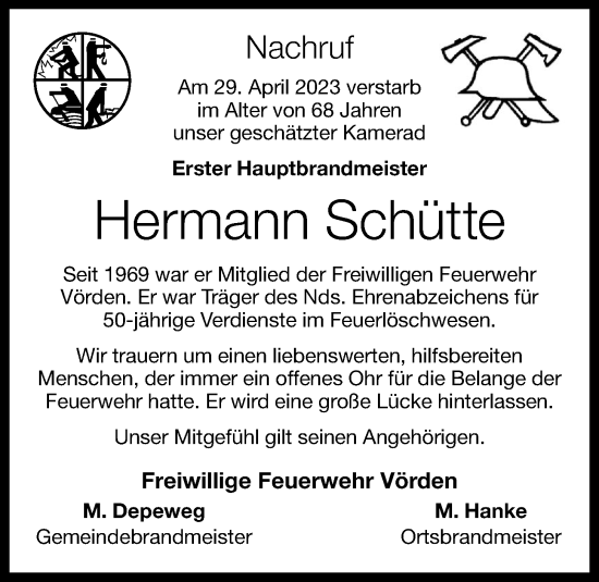 Anzeige von Hermann Schütte von OM-Medien