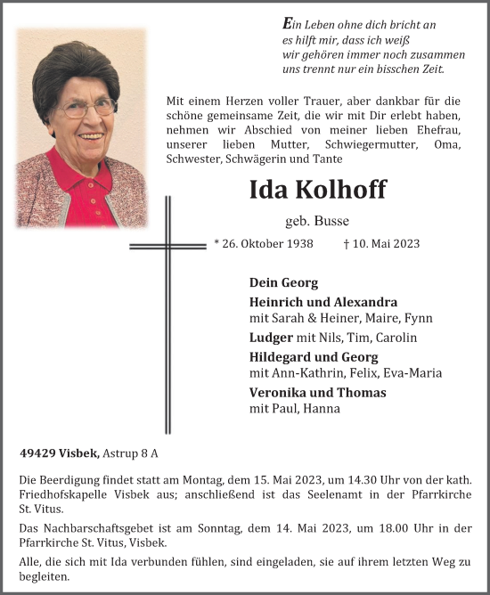 Anzeige von Ida Kolhoff von OM-Medien