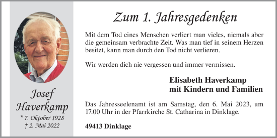 Anzeige von Josef Haverkamp von OM-Medien