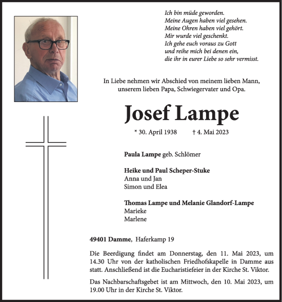 Anzeige von Josef Lampe von OM-Medien