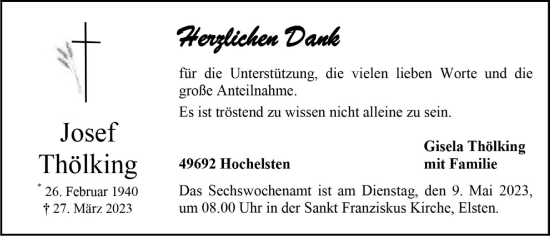 Anzeige von Josef Thölking von OM-Medien