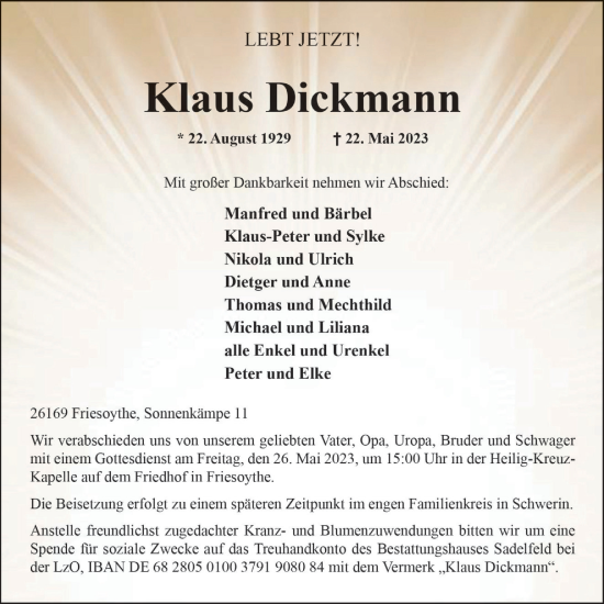 Anzeige von Klaus Dickmann von OM-Medien