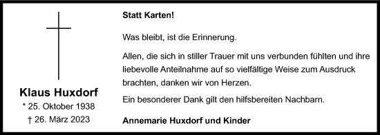 Anzeige von Klaus Huxdorf von OM-Medien