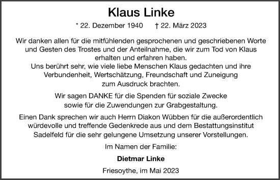 Anzeige von Klaus Linke von OM-Medien