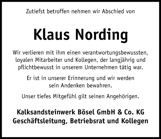 Anzeige von Klaus Nording von OM-Medien