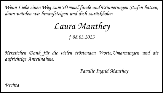 Anzeige von Laura Manthey von OM-Medien