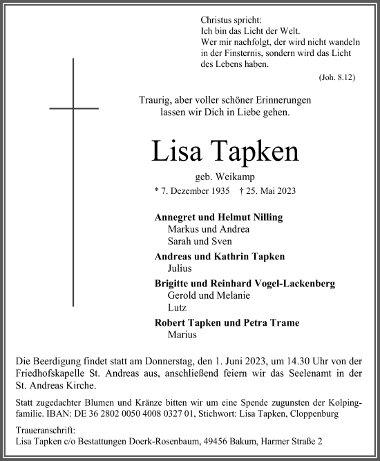 Anzeige von Lisa Tapken von OM-Medien
