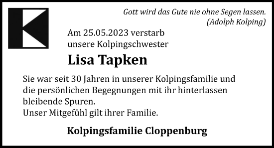 Anzeige von Lisa Tapken von OM-Medien