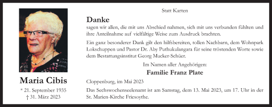 Anzeige von Maria Cibis von OM-Medien