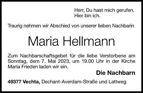 Anzeige von Maria Hellmann von OM-Medien