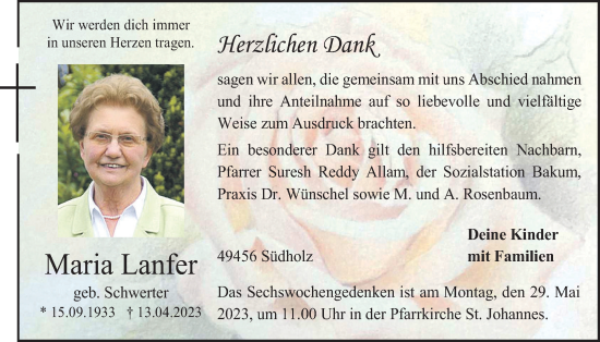 Anzeige von Maria Lanfer von OM-Medien